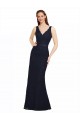 Sleeveless V-Neck Lace Dark Navy Long Bridesmaid Dress Adelaide