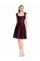 Sleeveless Square Neck Satin & Lace Grape Knee Length Bridesmaid Dress Adelaide