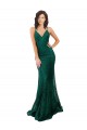 Sleeveless V-Neck Lace Dark Green Long Black Tie Evening Gown / Prom Dress / Bridesmaid Dress Adelaide