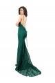 Sleeveless V-Neck Lace Dark Green Long Black Tie Evening Gown / Prom Dress / Bridesmaid Dress Adelaide