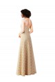 Sleeveless Sweetheart Lace Champagne Long Bridesmaid Dress Adelaide