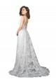 Sleeveless V-Neck Lace Off White Chapel Train Wedding Dress Adelaide
