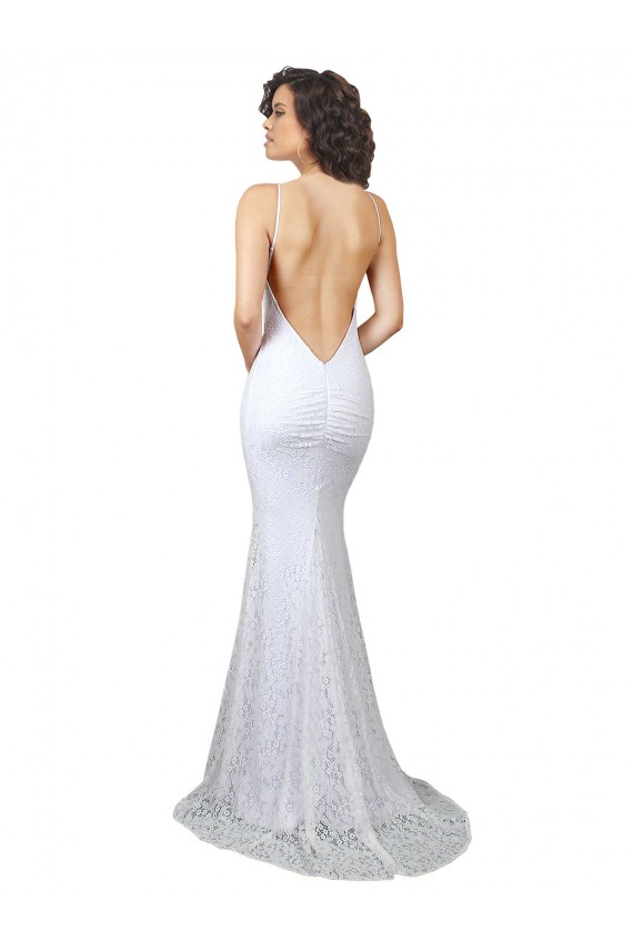 Sleeveless High Neck Lace White Mermaid Sweep Train Wedding Dress Adelaide