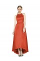 Sleeveless Halter Neck Satin Spice Red High Low Bridesmaid Dress Adelaide
