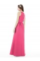 Sleeveless Jewel Neck Satin Ruby Long Bridesmaid Dress Adelaide