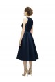 Sleeveless Jewel Neck Satin Dark Navy Tea Length High Low Bridesmaid Dress Adelaide
