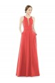 Sleeveless Jewel Neck Satin Firecracker Long Bridesmaid Dress Adelaide