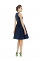Sleeveless Halter Neck Satin Dark Navy Cocktail Length Bridesmaid Dress Adelaide