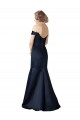 Cap Sleeves V-Neck Satin Dark Navy Long Prom Dress / Bridesmaid Dress Adelaide