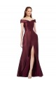 Cap Sleeves Strapless Satin Burgundy Gold Long Black Tie Evening Gown / Prom Dress / Bridesmaid Dress Adelaide