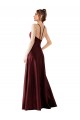 Sleeveless Halter Neck Satin Burgundy Gold Long Prom Dress / Bridesmaid Dress Adelaide