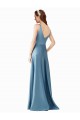 Sleeveless High Neck Satin Long Black Tie Prom Dress / Bridesmaid Dress Adelaide