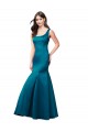 Sleeveless Bateau Neck Satin Peacock Blue Long Prom Dress / Bridesmaid Dress Adelaide