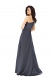 Sleeveless One Shoulder Satin Slate Grey Long Formal Evening Gown / Prom Dress / Bridesmaid Dress Adelaide