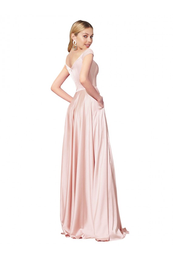 Sleeveless High Neck Satin Pink Long Formal Evening Gown / Prom Dress / Bridesmaid Dress Adelaide