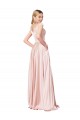 Sleeveless High Neck Satin Pink Long Formal Evening Gown / Prom Dress / Bridesmaid Dress Adelaide
