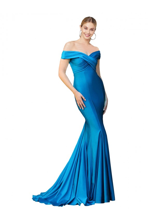 Sleeveless High Neck Satin Peacock Blue Long Formal Evening Gown / Prom Dress / Bridesmaid Dress Adelaide