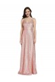 Sleeveless V-Neck Sequin Rose Gold Long Formal Evening Gown / Prom Dress / Bridesmaid Dress Adelaide