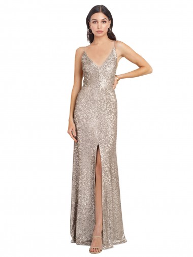 Sleeveless High Neck Sequin & Sparkling Sequin Silver Long Formal Evening Gown / Prom Dress / Bridesmaid Dress Adelaide