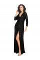 Long Sleeves V-Neck Sequin Black Long Formal Dress / Bridesmaid Dress Adelaide