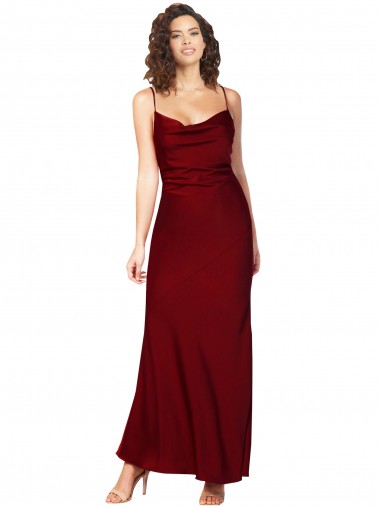 Sleeveless Cowl Neck Silk like Satin Burgundy Long Black Tie Evening Gown / Prom Dress / Bridesmaid Dress Adelaide