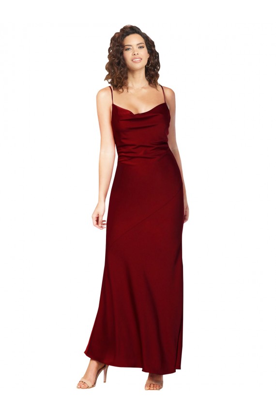 Sleeveless Cowl Neck Silk like Satin Burgundy Long Black Tie Evening Gown / Prom Dress / Bridesmaid Dress Adelaide