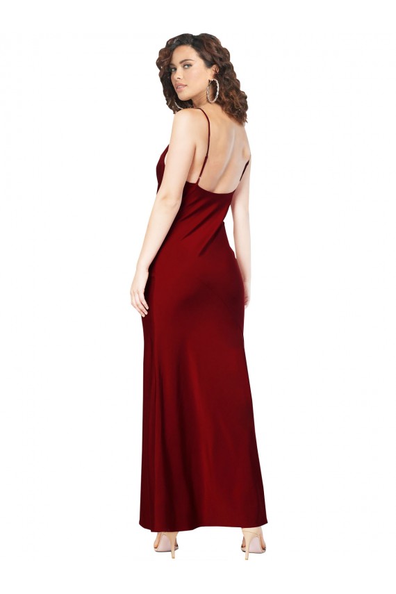 Sleeveless Cowl Neck Silk like Satin Burgundy Long Black Tie Evening Gown / Prom Dress / Bridesmaid Dress Adelaide