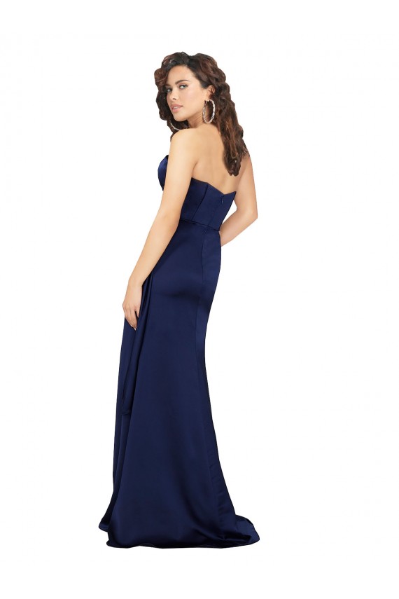 Sleeveless Strapless Silk like Satin Sapphire Long Formal Evening Gown / Prom Dress / Bridesmaid Dress Adelaide