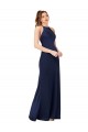 Sleeveless High Neck Silk like Satin Sapphire Sheath Long Formal Evening Gown / Prom Dress / Bridesmaid Dress Adelaide