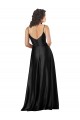 Sleeveless V-Neck Silk like Satin Black Long Formal Dress / Bridesmaid Dress Adelaide