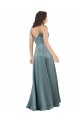Sleeveless V-Neck Silk like Satin Black Long Formal Evening Gown / Prom Dress / Bridesmaid Dress Adelaide