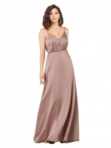 Sleeveless Sweetheart Silk like Satin Dusty Pink Long Formal Evening Gown / Bridesmaid Dress Adelaide