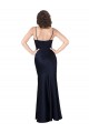 Sleeveless Cowl Neck Silk like Satin Dark Navy Long Black Tie Evening Gown / Prom Dress / Bridesmaid Dress Adelaide