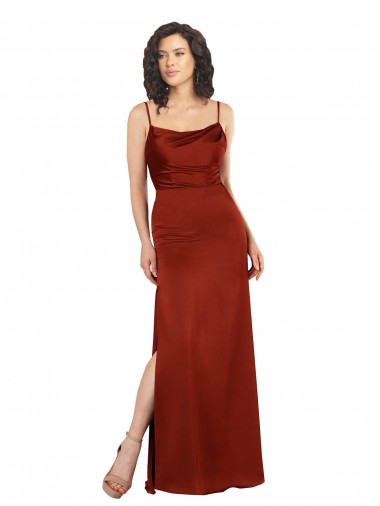 Sleeveless Square Neck Silk like Satin Red Long Formal Evening Gown / Prom Dress / Bridesmaid Dress Adelaide
