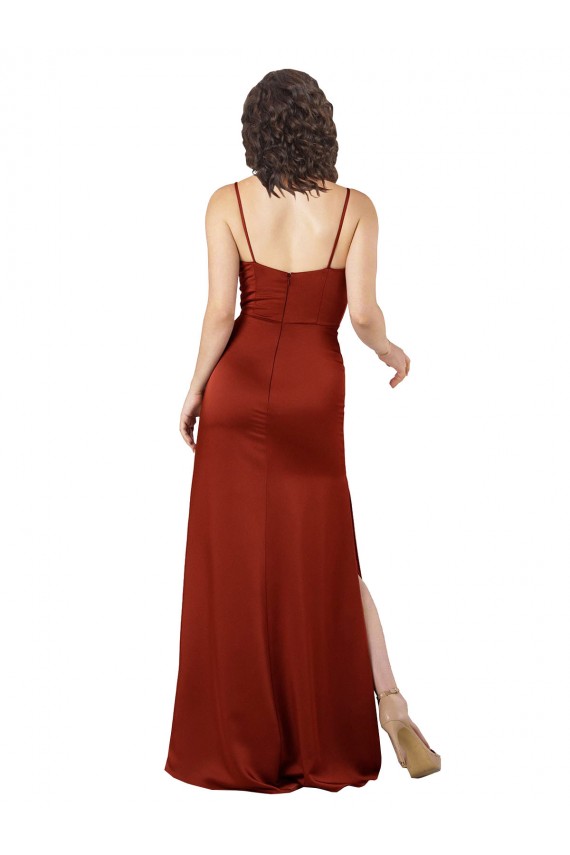 Sleeveless Square Neck Silk like Satin Red Long Formal Evening Gown / Prom Dress / Bridesmaid Dress Adelaide