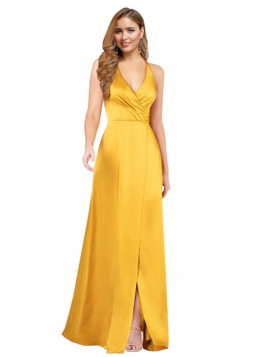 Sleeveless V-Neck Silk like Satin Long Formal Dress / Bridesmaid Dress Adelaide