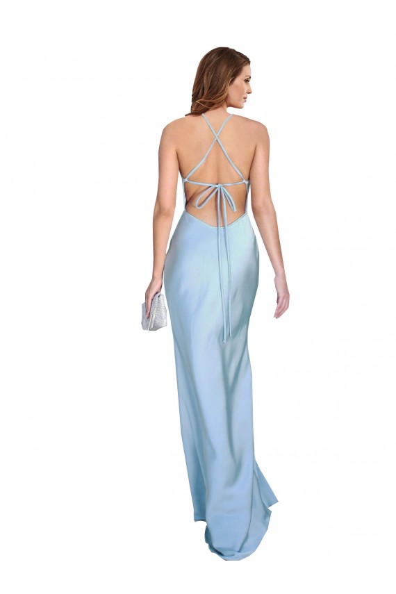 Sleeveless Cowl Neck Silk like Satin Light Sky Blue Long Formal Evening Gown / Prom Dress / Bridesmaid Dress Adelaide