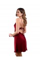 Sleeveless Cowl Neck Silk like Satin Burgundy Midi Length Formal Evening Gown / Prom Dress / Bridesmaid Dress Adelaide