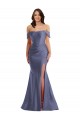 Sleeveless Off the Shoulder Silk like Satin French Blue Long Black Tie Plus Size Evening Gown / Prom Dress / Bridesmaid Dress Adelaide
