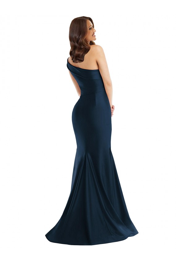 Sleeveless One Shoulder Silk like Satin Light Sky Blue Long Formal Evening Gown / Prom Dress / Bridesmaid Dress Adelaide