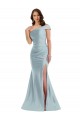 Sleeveless One Shoulder Silk like Satin Light Sky Blue Long Formal Evening Gown / Prom Dress / Bridesmaid Dress Adelaide