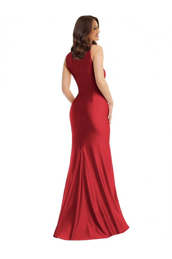 Sleeveless Square Neck Silk like Satin Red Long Formal Plus Size Evening Gown / Prom Dress / Bridesmaid Dress Adelaide