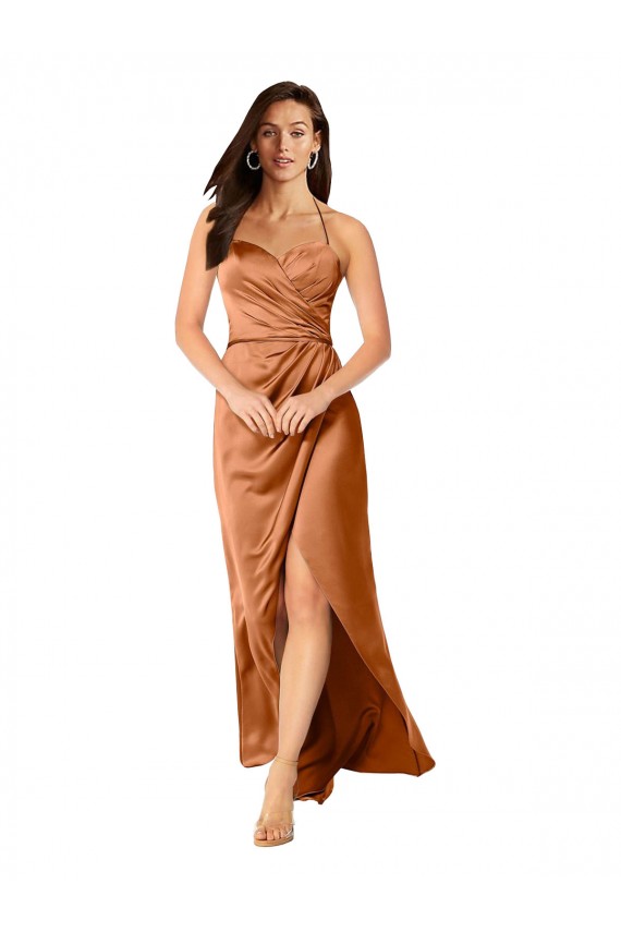 Sleeveless Sweetheart Silk like Satin Orange Long High Low Evening Gown / Prom Dress / Bridesmaid Dress Adelaide