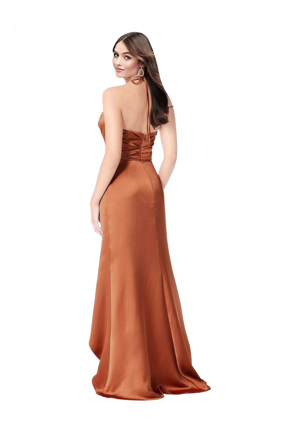 Sleeveless Sweetheart Silk like Satin Orange Long High Low Evening Gown / Prom Dress / Bridesmaid Dress Adelaide