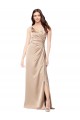 Sleeveless V-Neck Silk like Satin Champagne Pink Long Formal Evening Gown / Prom Dress / Bridesmaid Dress Adelaide