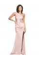 Sleeveless One Shoulder Silk like Satin Pink Long Formal Evening Gown / Prom Dress / Bridesmaid Dress Adelaide