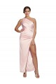 Sleeveless One Shoulder Silk like Satin Pink Long Semi Formal Evening Dress / Prom Dress / Bridesmaid Dress Adelaide