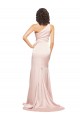 Sleeveless One Shoulder Silk like Satin Pink Long Black Tie Evening Dress / Prom Dress / Bridesmaid Dress Adelaide