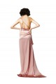 Sleeveless One Shoulder Silk like Satin Dusty Pink Long Formal Evening Gown / Prom Dress / Bridesmaid Dress Adelaide