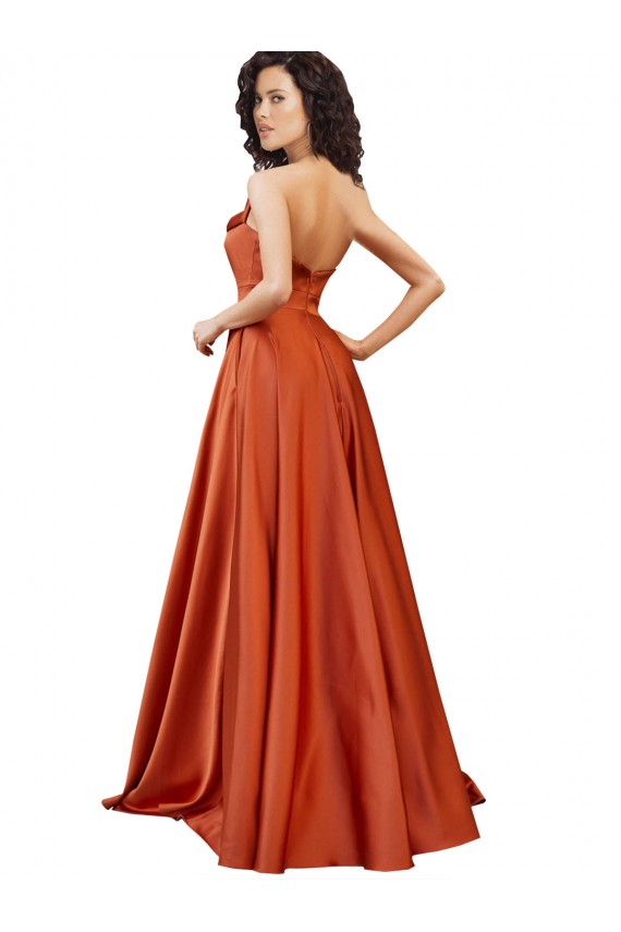 Sleeveless Round Neck Silk like Satin Burnt Orange Sweep Train Formal Evening Gown / Prom Dress / Bridesmaid Dress Adelaide